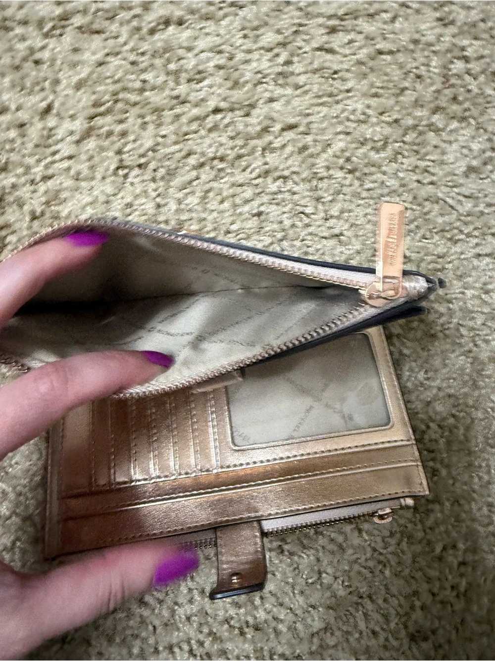 Michael Kors Metallic Rose Gold Zip-Around Wallet